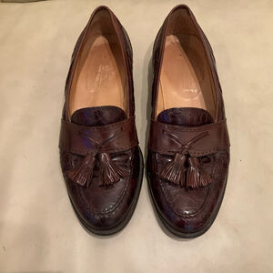 Johnston & Murphy Italy Men’s Tassel Loafers Brown Leather Croc Embossed 8 1/2